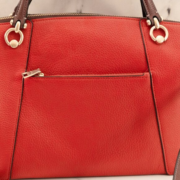 Coach Kacey Satchel – Red with Brown Trim – LIKE NEW - Picture 6 of 15